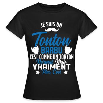 Tonton Barbu Humour Cadeau Onlce - T-shirt Femme - noir - Devant - AI Model Female 172 dark (172cm)