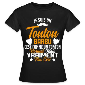 Tonton Barbu Humour Cadeau Onlce - T-shirt Femme - noir - Devant - AI Model Female 172 dark (172cm)