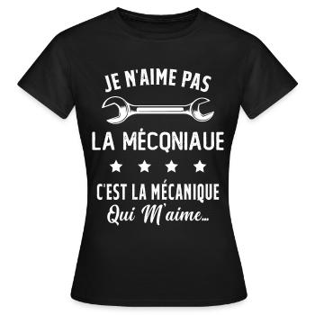 C'est la Mécanique Qui M'aime Cadeau Humour - T-shirt Femme - noir - Devant - AI Model Female 172 dark (172cm)