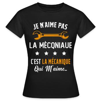 C'est la Mécanique Qui M'aime Cadeau Humour - T-shirt Femme - noir - Devant - AI Model Female 172 dark (172cm)