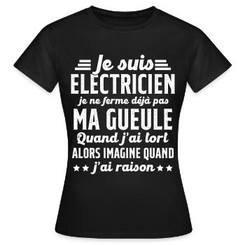 Electricien humour qui ne ferme pas sa gueule - T-shirt Femme - noir - Devant - AI Model Female 172 dark (172cm)