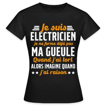Electricien humour qui ne ferme pas sa gueule - T-shirt Femme - noir - Devant - AI Model Female 172 dark (172cm)