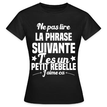 Ne pas lire la phrase suivante - T-shirt Femme - noir - Devant - AI Model Female 172 dark (172cm)