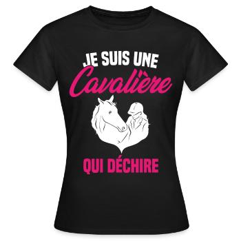 Je suis Une Cavalière Qui Déchire Chevaux Cadeau - T-shirt Femme - noir - Devant - AI Model Female 172 dark (172cm)