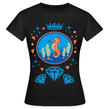 Insigne d’hippocampe Diamond - T-shirt Femme - noir - Devant - AI Model Female 172 dark (172cm)