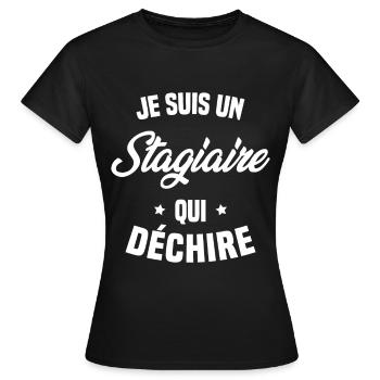Stagiaire Qui Déchire Cadeau Humour - T-shirt Femme - noir - Devant - AI Model Female 172 dark (172cm)