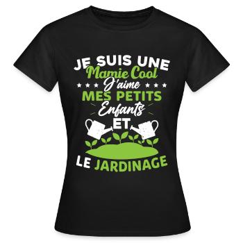 Mamie j'aime mes petite enfants et le jardinage - T-shirt Femme - noir - Devant - AI Model Female 172 dark (172cm)