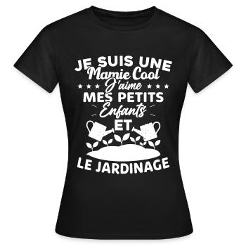 Mamie j'aime mes petite enfants et le jardinage - T-shirt Femme - noir - Devant - AI Model Female 172 dark (172cm)
