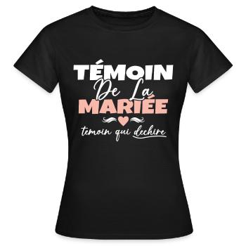 Témoin de la Mariée Témoin qui Déchire - T-shirt Femme - noir - Devant - AI Model Female 172 dark (172cm)