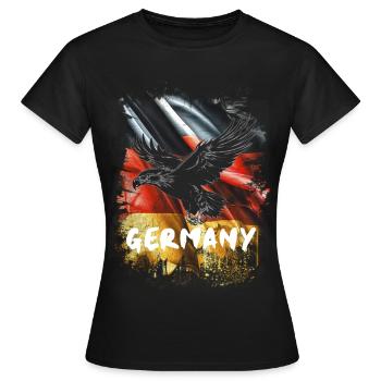 German eagle with Germany flag - Women's T-Shirt - black - Front - AI Model Female 172 dark (172cm)