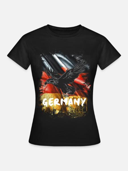 Deutscher Adler mit Deutschland Flagge - Frauen T-Shirt - Schwarz