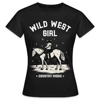 MUSIQUE COUNTRY WILD WEST GIRL - T-shirt Femme - noir - Devant - AI Model Female 172 dark (172cm)