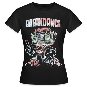 Breakdance Boombox Pastel Lineart streetart - T-shirt Femme - noir - Devant - AI Model Female 172 dark (172cm)