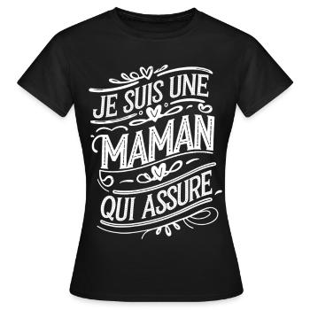 Ich bin eine Mutter, die versichert - Frauen T-Shirt - Schwarz - Vorne - AI Model Female 172 dark (172cm)