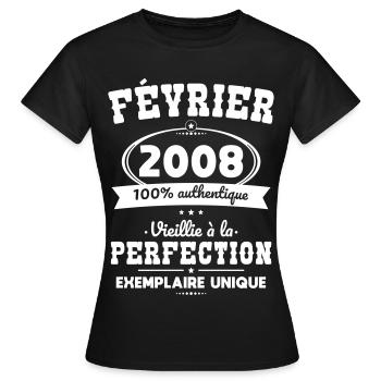 18th Birthday - February 2008 Perfection - Women's T-Shirt - black - Front - AI Model Female 172 dark (172cm)