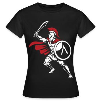 Guerrier Spartiate Épée Mascotte Spartan Strike - T-shirt Femme - noir - Devant - AI Model Female 172 dark (172cm)