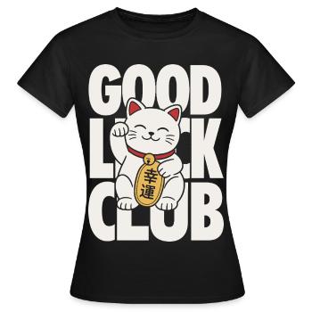 Good Luck Club Lucky Cat Design - Frauen T-Shirt - Schwarz - Vorne - AI Model Female 172 dark (172cm)