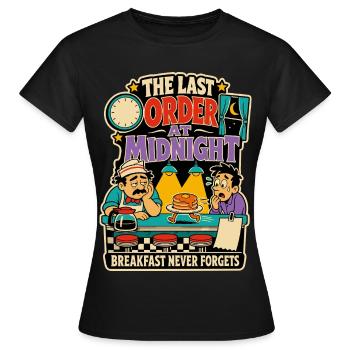 Dernière commande à minuit – Diner Humor - T-shirt Femme - noir - Devant - AI Model Female 172 dark (172cm)