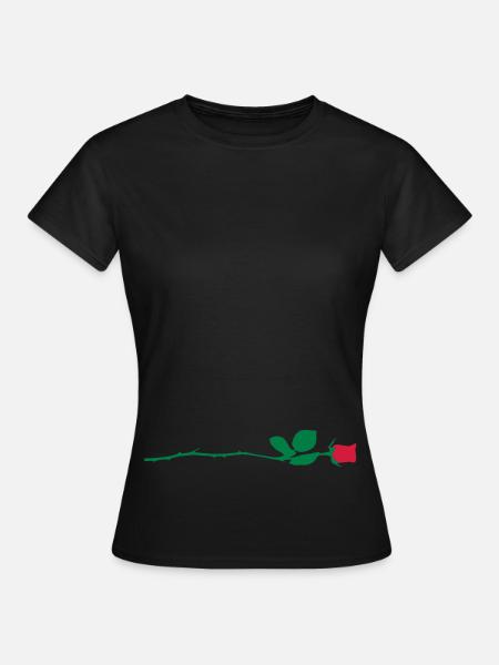 Rote Rose - Frauen T-Shirt - Schwarz
