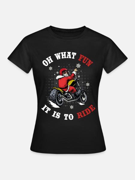 Santa Motorrad Chopper - Frauen T-Shirt - Schwarz