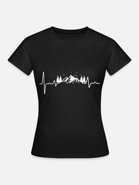 Hiking heartbeat climbing mountains Alps - Women's T-Shirt - black
