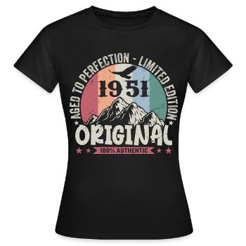 1951 birthday 1951 vintage birthday 1951 - Women's T-Shirt - black - Front - AI Model Female 172 dark (172cm)