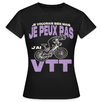 Je peux pas j'ai VTT. - T-shirt Femme - noir - Devant - AI Model Female 172 dark (172cm)