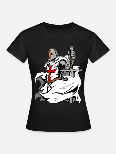 Templer Schwert Kreuz Deus Vult - Frauen T-Shirt - Schwarz