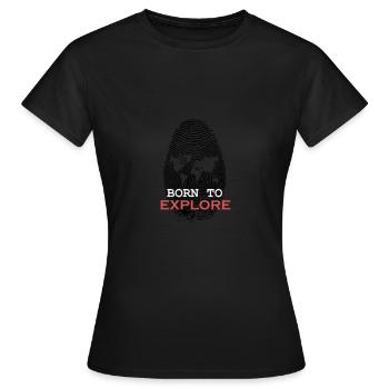 né pour explorer - T-shirt Femme - noir - Devant - AI Model Female 172 dark (172cm)
