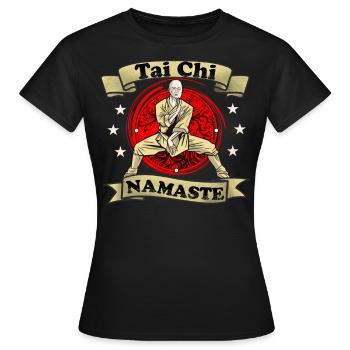 Tai Chi Namaste, Le Taï Chi Symbole, Maître Tai Chi - T-shirt Femme - noir - Devant - AI Model Female 172 dark (172cm)