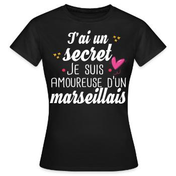 Marseillais Marseille Femme Cadeau Amour Humour - T-shirt Femme - noir - Devant - AI Model Female 172 dark (172cm)