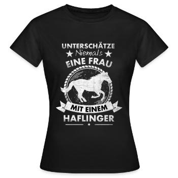Pferd Norweger Pony Haflinger Islandpferd Geschenk - Frauen T-Shirt - Schwarz - Vorne - AI Model Female 172 dark (172cm)