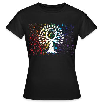 Lebensbaum Mit Farbspritzer - Frauen T-Shirt - Schwarz - Vorne - AI Model Female 172 dark (172cm)