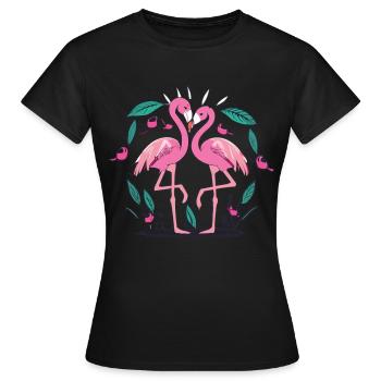 Trust and Affection - Flamingos of Love - Women's T-Shirt - black - Front - AI Model Female 172 dark (172cm)
