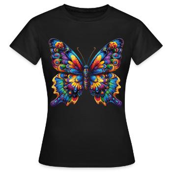 Colorful beauty: Colorful butterfly - Women's T-Shirt - black - Front - AI Model Female 172 dark (172cm)