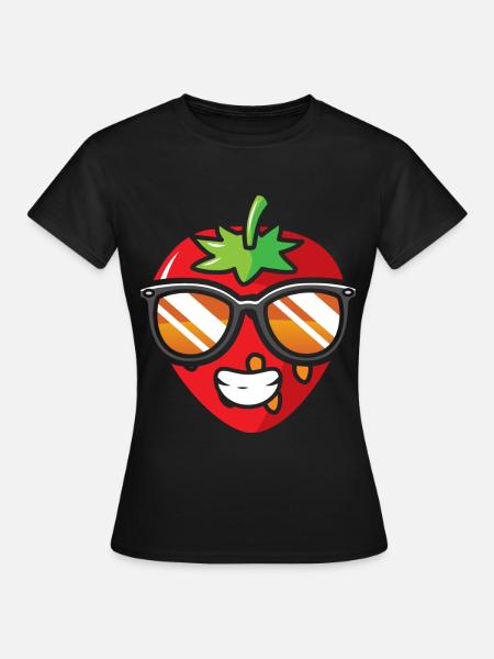 Erdbeere - Frauen T-Shirt - Schwarz