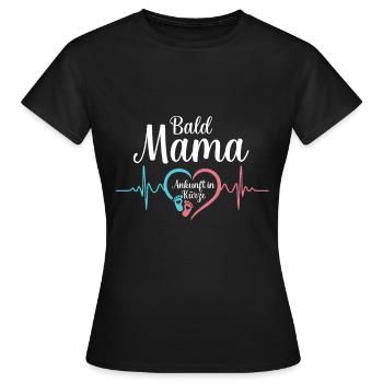 Bald Mama - Lustige Schwangerschaft Verkünden - Frauen T-Shirt - Schwarz - Vorne - AI Model Female 172 dark (172cm)
