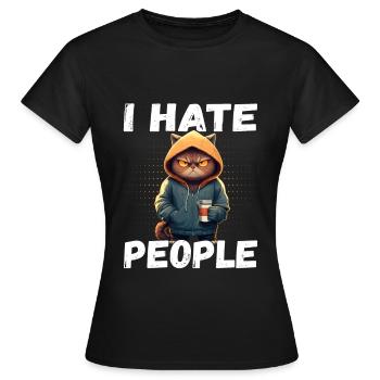 I Hate People - Coffee Cats Introverted - Women's T-Shirt - black - Front - AI Model Female 172 dark (172cm)