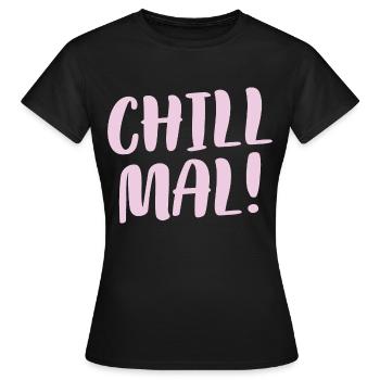 Cooles Lässiges Faulenzer Faultpelz Chill Mal - Frauen T-Shirt - Schwarz - Vorne - AI Model Female 172 dark (172cm)