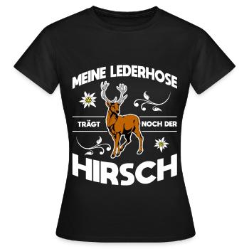Lederhose - Frauen T-Shirt - Schwarz - Vorne - AI Model Female 172 dark (172cm)