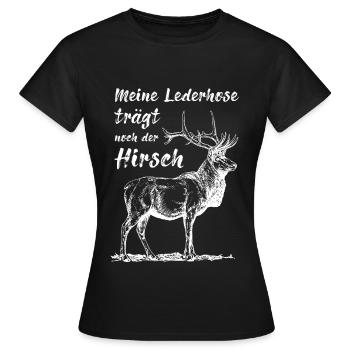 Lederhose - Frauen T-Shirt - Schwarz - Vorne - AI Model Female 172 dark (172cm)
