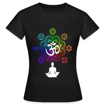 Symboles de chakra de méditation Les sept chakras - T-shirt Femme - noir - Devant - AI Model Female 172 dark (172cm)