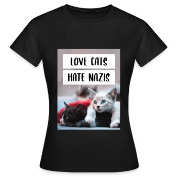 Les chats d'amour nazis détestent les nazis - T-shirt Femme - noir - Devant - AI Model Female 172 dark (172cm)