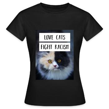 Les chats d'amour nazis combattent le racisme - T-shirt Femme - noir - Devant - AI Model Female 172 dark (172cm)