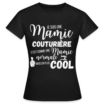T shirt mamie couturière humour mamie cadeau - T-shirt Femme - noir - Devant - AI Model Female 172 dark (172cm)
