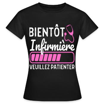 Bientôt Infirmière Cadeau Future Infirmière - T-shirt Femme - noir - Devant - AI Model Female 172 dark (172cm)