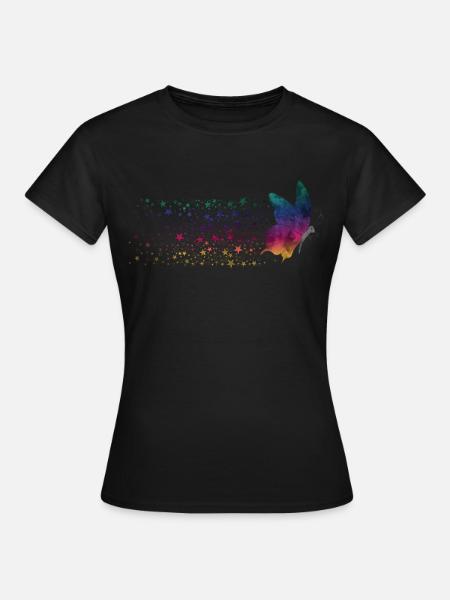 Butterfly - Rainbow Stardust - T-shirt Femme - noir