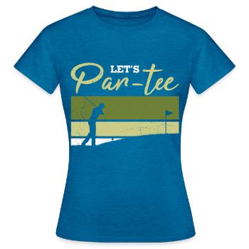 Let's Par-tee Golf Pun - Women's T-Shirt - antique blue sapphire heather - Front - AI Model Female 172 dark (172cm)