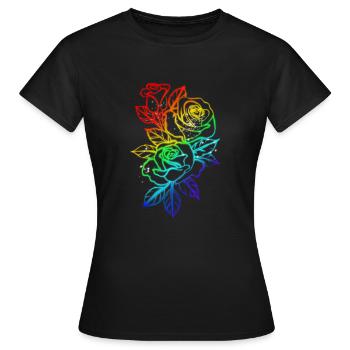 LGBT Roses Shirt Flowers Aesthetic Retro stylish - Frauen T-Shirt - Schwarz - Vorne - AI Model Female 172 dark (172cm)