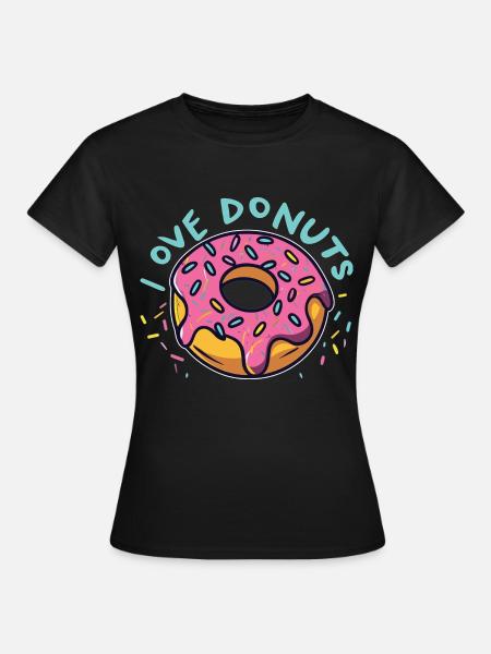 Donut-Leidenschaft - Liebe, Leben, Donuts! - Frauen T-Shirt - Schwarz